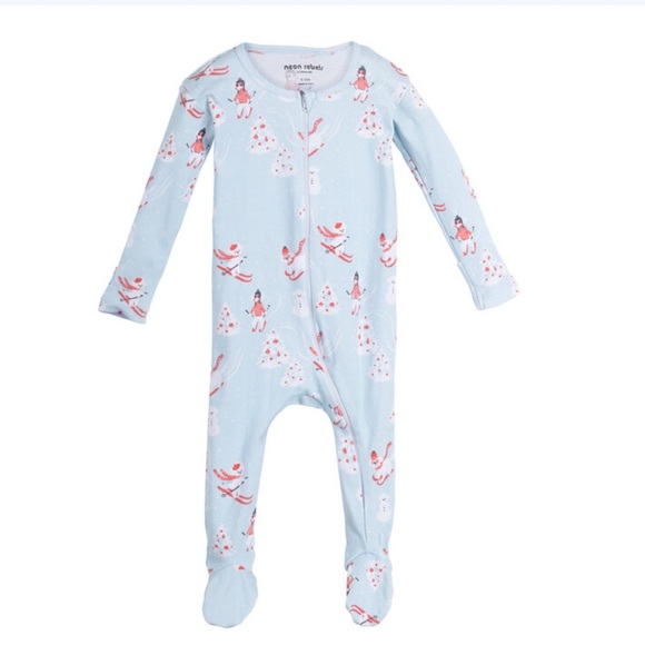 NWT NEON REBELS Baby Carson Holiday Footie Pajama, Ski Pups - Picture 1 of 7